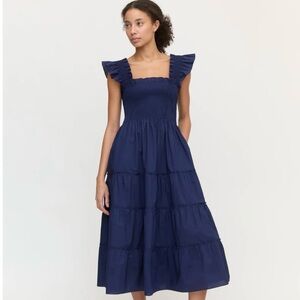 Hill House Women’s L Ellie Nap Dress in Navy Poplin